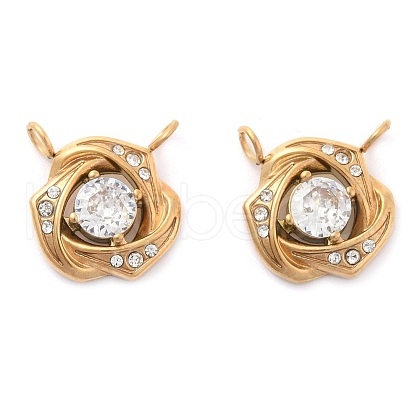 304 Stainless Steel Rhinestone Pendants STAS-Q340-05G-1