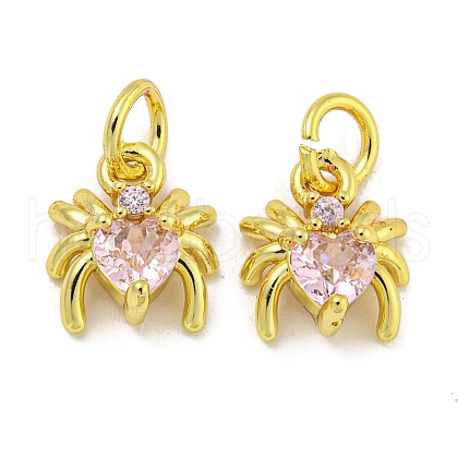 Rack Plating Brass Micro Pave Cubic Zirconia Spider Charms ZIRC-I065-02B-1