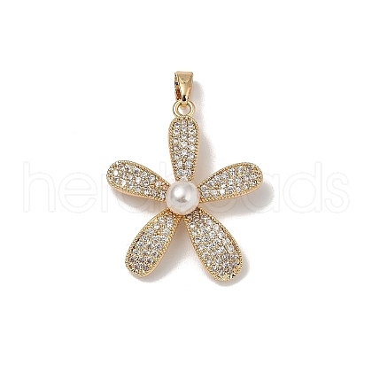 Brass Micro Pave Clear Cubic Zirconia Pendants KK-B138-02G-1