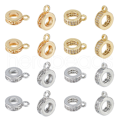 SUPERFINDINGS 16Pcs 4 Style Brass Micro Pave Cubic Zirconia Tube Bails KK-FH0007-20-1