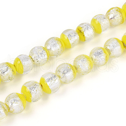 Luminous Handmade Lampwork Silver Foil Beads Strand FOIL-N029-03B-1