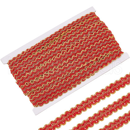 12M Polyester Glitter Wavy Fringe Trim Ribbon OCOR-WH0003-031C-1