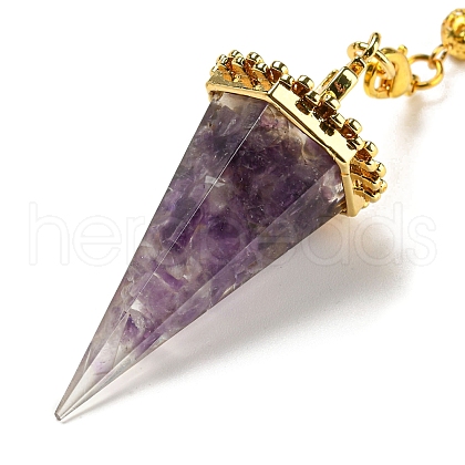 Natural Amethyst Chip & Resin Dowsing Pendulum Big Pendants G-H293-02G-06-1