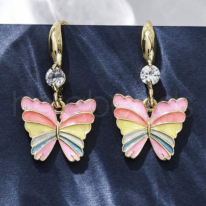 Brass Micro Pave Clear Cubic Zirconia Dangle Earrings EJEW-F362-16G-1