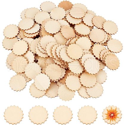 Olycraft 200Pcs 2 Style Unfinished Wood Cabochons WOOD-OC0002-54-1