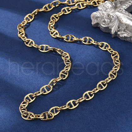 Brass Oval Link Chain Necklaces for Women Men NJEW-F337-05G-1