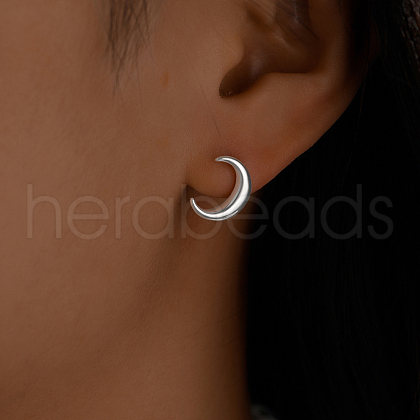 Moon S925 Sterling Silver Stud Earrings UD3034-1