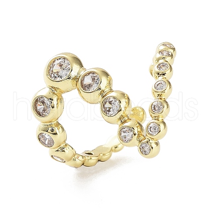 Letter Z Rack Plating Brass Micro Pave Clear Cubic Zirconia Open Rings RJEW-D020-05G-1