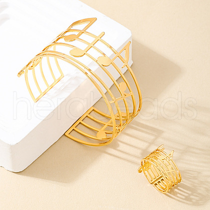 Musical Note Alloy Hollow Cuff Bangles & Rings Sets FS-WG9B413-01-1