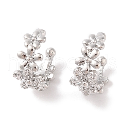 Brass Micro Pave Clear Cubic Zirconia Cuff Earrings for Women EJEW-I305-10P-1