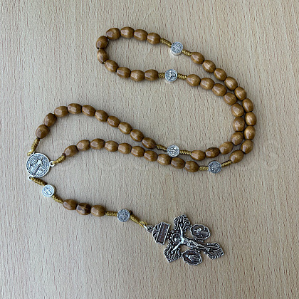 Wood Rosary Bead Necklaces FS-WG6BD27-06-1