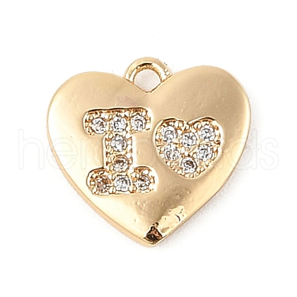 Brass Micro Pave Clear Cubic Zirconia Charms KK-R219-29G-1