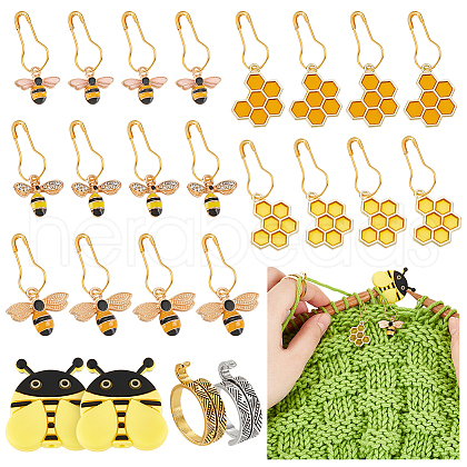 32Pcs Bees & Honeycomb DIY Knitting Tools HJEW-AB00710-1