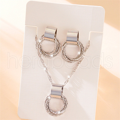 Ring Alloy Pendant Necklaces & Stud Earrings Sets FS-WG7C915-02-1