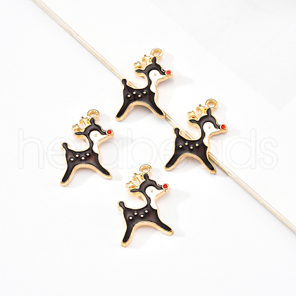 20Pcs Light Gold Alloy Enamel Pendants ENAM-YW0001-73D-1