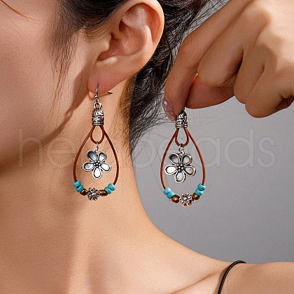 Alloy Synthetic Turquoise Dangle Earrings FS-WG12E90-12-1