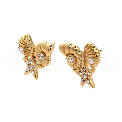304 Stainless Steel Rhinestone Stud Earrings EJEW-P316-12G-1