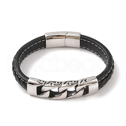 Braided Microfiber Leather Cord Bracelets BJEW-B096-09AS-1