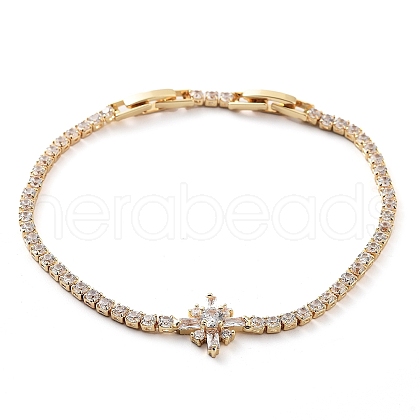 Golden Brass Link Bracelet BJEW-C055-05A-G-1