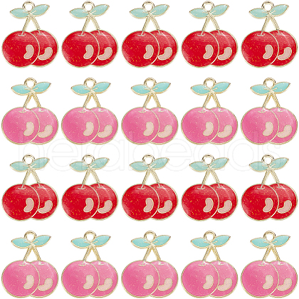SUNNYCLUE 40Pcs 2 Colors Light Gold Plated Alloy Enamel Pendants FIND-SC0013-20-1