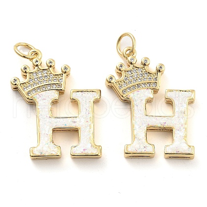Brass Micro Pave Clear Cubic Zirconia Pendants KK-G498-01H-02-1