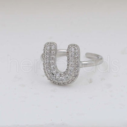 Brass Micro Pave Clear Cubic Zirconia Cuff Rings FS-WG17FF6-21-1