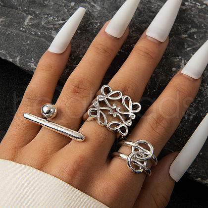 3Pcs Alloy Finger Rings Sets WG7802C-32-1