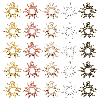 SUNNYCLUE 40Pcs 5 Styles Alloy Pendant Cabochon Settings FIND-SC0008-49-1