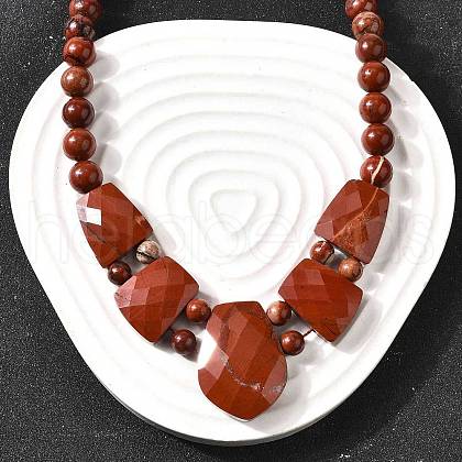 Natural Red Jasper Faceted Bib Graduated Beaded Necklaces for Women NJEW-B128-01O-1