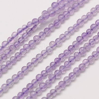 Natural Amethyst Round Bead Strands G-A130-3mm-B02-1