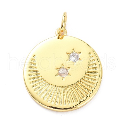 Brass Micro Pave Clear Cubic Zirconia Pendants X-ZIRC-L091-104G-1