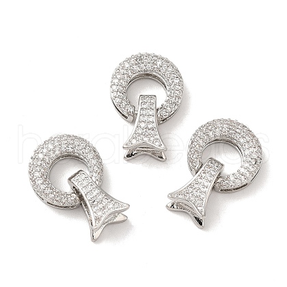 Brass Micro Pave Clear Cubic Zirconia Fold Over Clasps KK-M243-13P-1