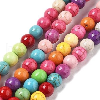 Synthetic Turquoise Beads Strands G-B140-A01-6mm-1