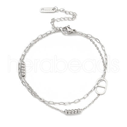 304 Stainless Steel Multi-Strand Chain Bracelets BJEW-H618-19P-1