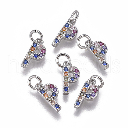 Brass Micro Pave Cubic Zirconia Charms ZIRC-L070-38P-P-1