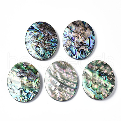 Natural Abalone Shell/Paua Shell Cabochons SSHEL-N034-87-1