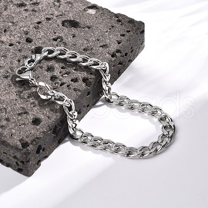 Tarnish Resistant Unisex 304 Stainless Steel Curb Chain/Twisted Chain Bracelets X-STAS-D0002-40P-1