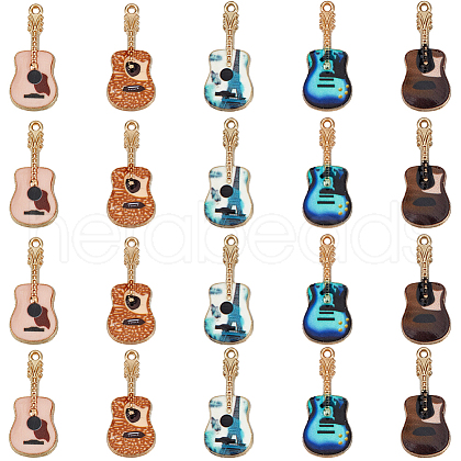 SUNNYCLUE 40Pcs 5 Colors Rack Plating Golden Tone Alloy Pendants ENAM-SC0005-16-1