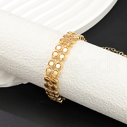Elegant Brass Hexagon Link Chain Bracelets for Women BQ7567-1