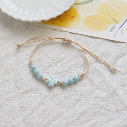Clover Ceramic Beads Braided Bead Bracelets FS-WGDB922-03-1