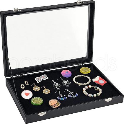 PU Presentation Clear Glass Lid Boxes CON-WH0086-023-1