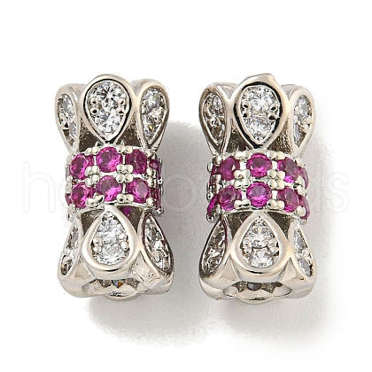 Rack Plating Brass Micro Pave Purple Cubic Zirconia Beads KK-L215-310A-P02-1