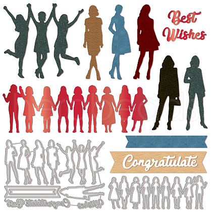 Friendship Theme Carbon Steel Cutting Dies Stencils DIY-WH0309-1158-1