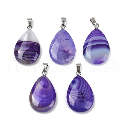 Dyed Natural Banded Agate Pendants G-G202-09A-1