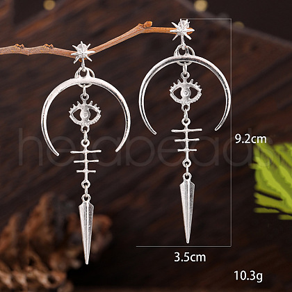 Moon with Eye Gothic Style Alloy Dangle Stud Earrings FS-WG16F02-01-1
