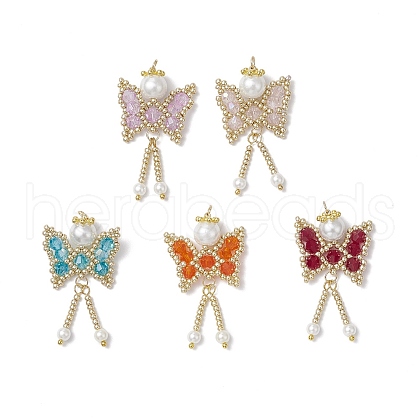 Glass Seed Beaded Butterfly Pendants PALLOY-MZ00649-1