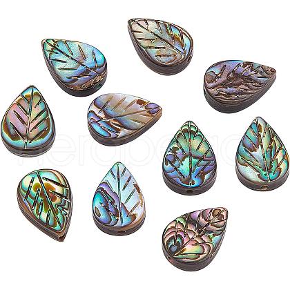 BENECREAT 10Pcs Natural Abalone Shell/Paua Shell Beads SSHEL-BC0001-21-1