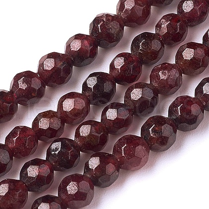 Natural Garnet Beads Strands X-G-J376-36B-4mm-1