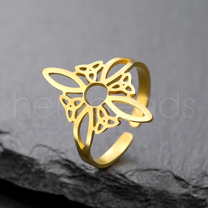 304 Stainless Steel Adjustable Cuff Rings RJEW-S628-03G-1