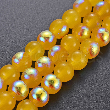 Spray Painted Glass Beads Strands GGLA-S058-001C-02-1